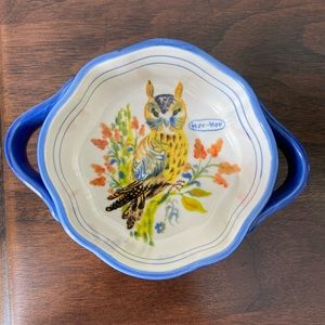 Anthropologie Blue and White Owl Dish